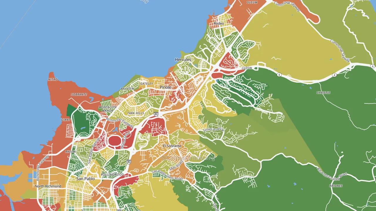 Pinole, CA Map of Theft Rates