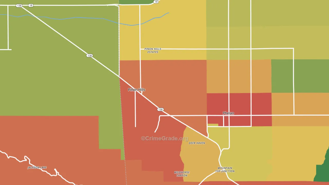 Pinon Hills, CA Map of Theft Rates