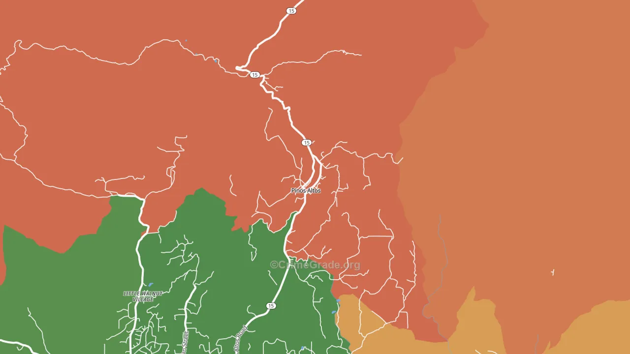 Pinos Altos, NM Map of Theft Rates