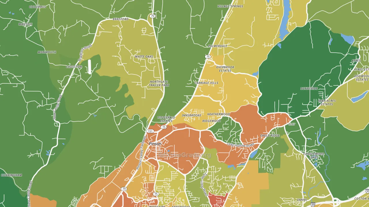 Pinson, AL Map of Theft Rates