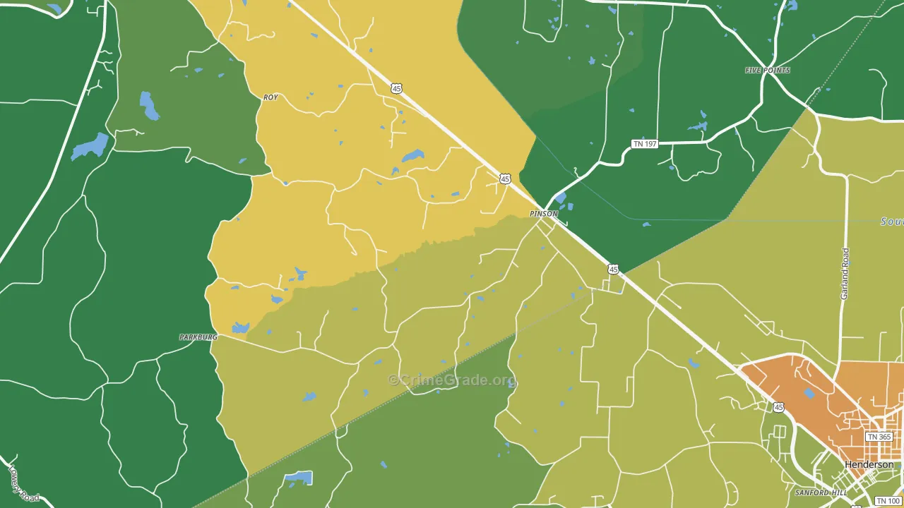Pinson, TN Map of Theft Rates