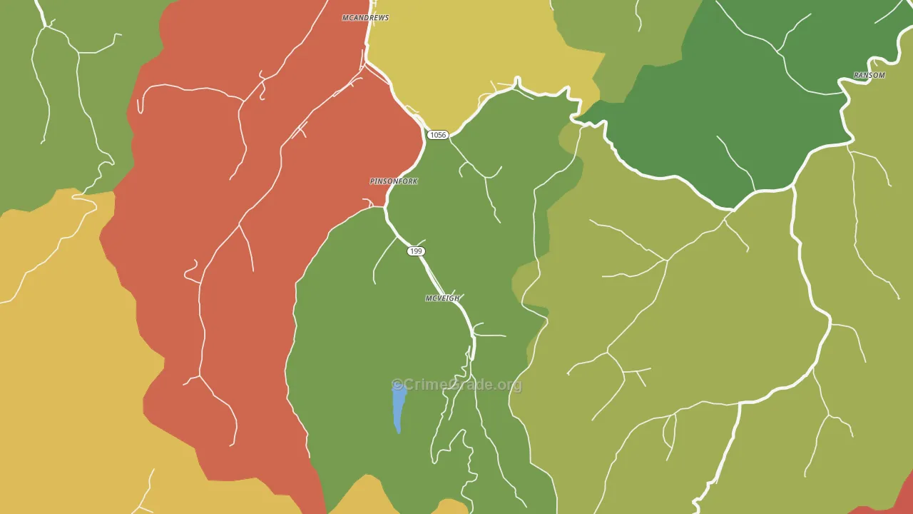 Pinsonfork, KY Map of Theft Rates