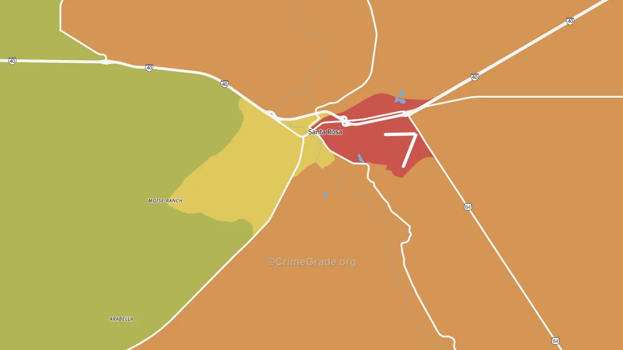 Pintada, NM Map of Theft Rates
