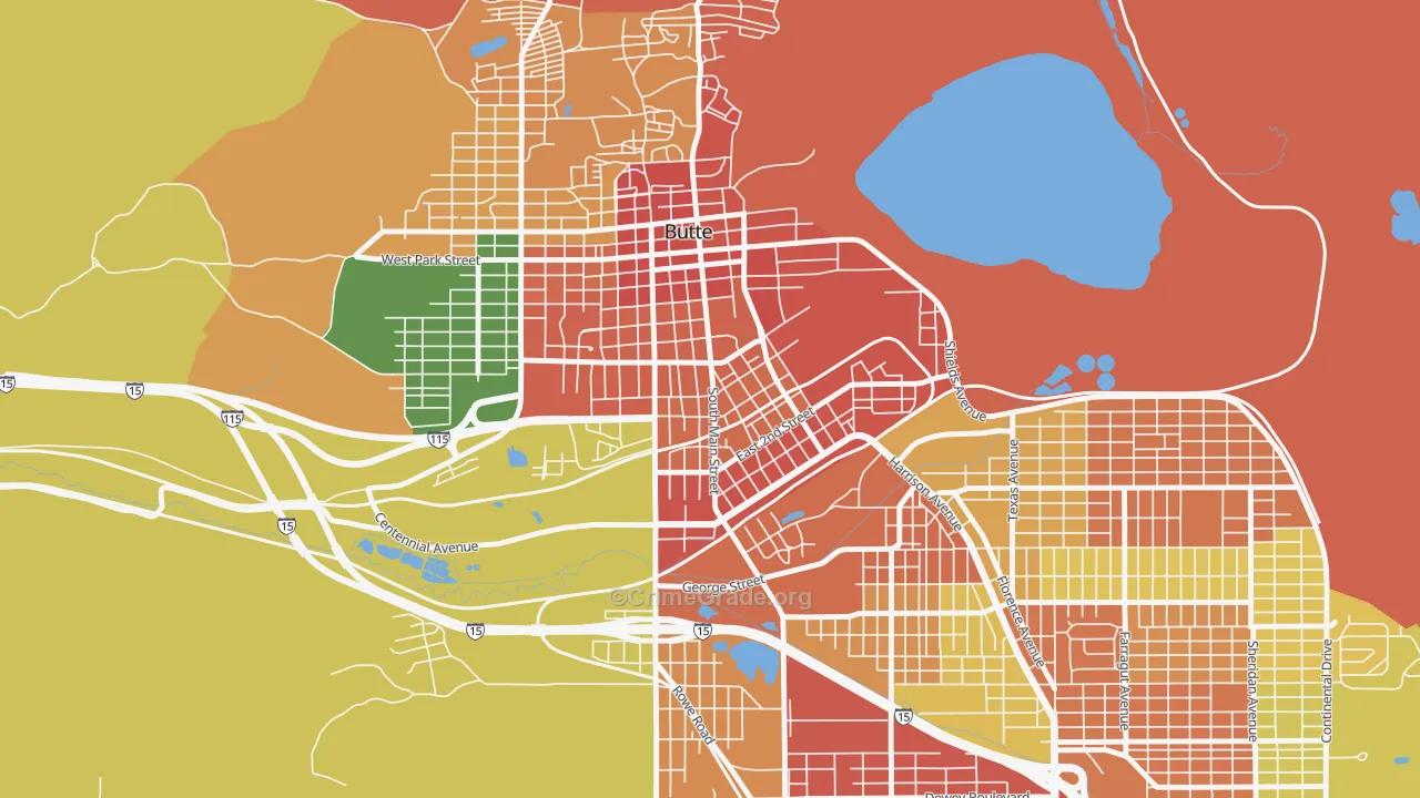 Pioneer, Butte, MT Map of Theft Rates