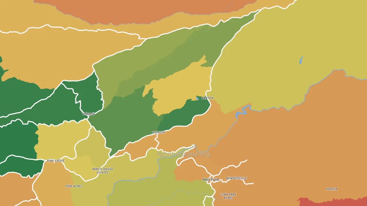 Pioneer, CA Map of Theft Rates