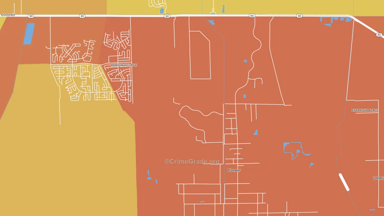 Pioneer, FL Map of Theft Rates