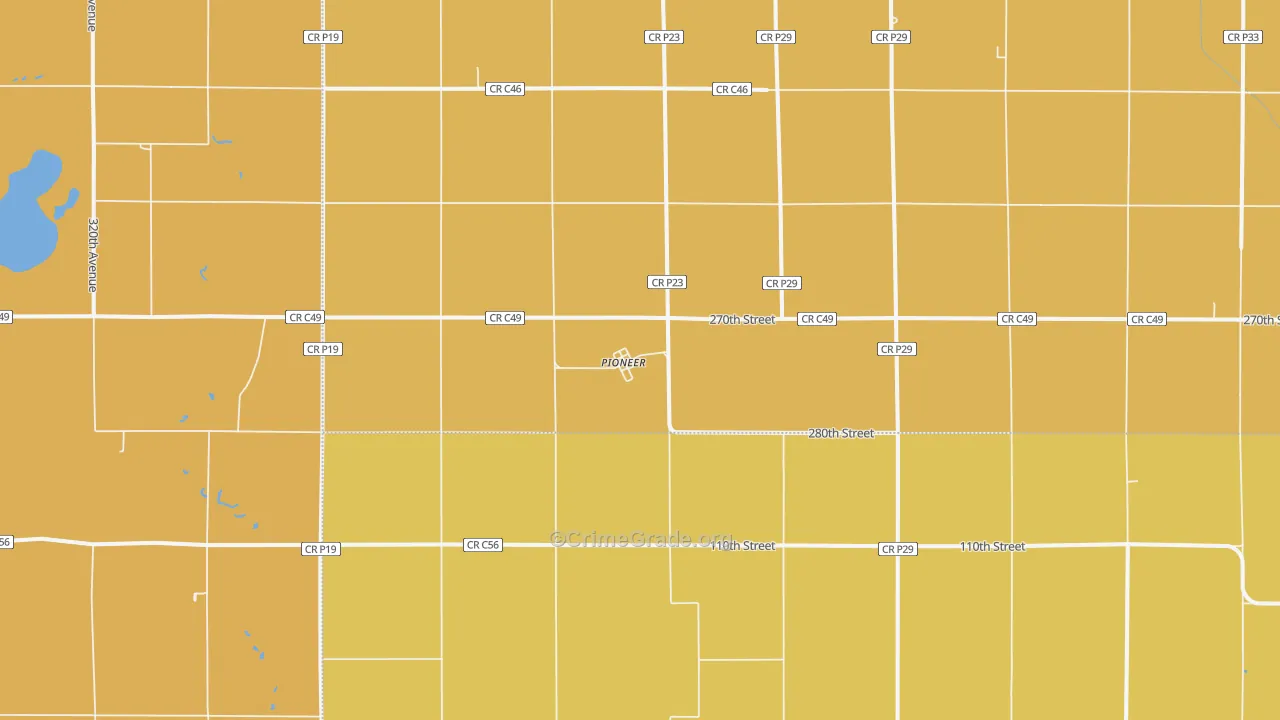 Pioneer, IA Map of Theft Rates