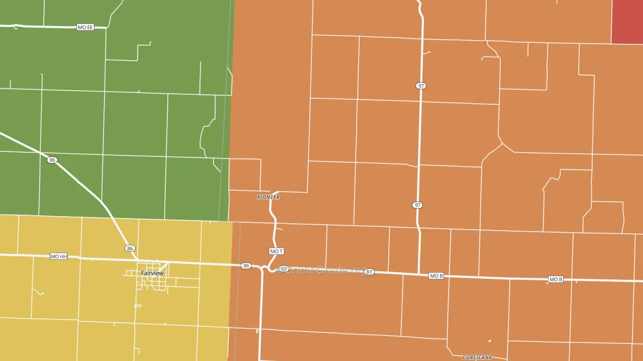 Pioneer, MO Map of Theft Rates