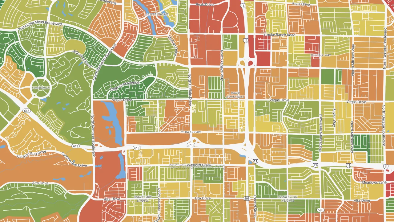 Pioneer Park, Las Vegas, NV Map of Theft Rates