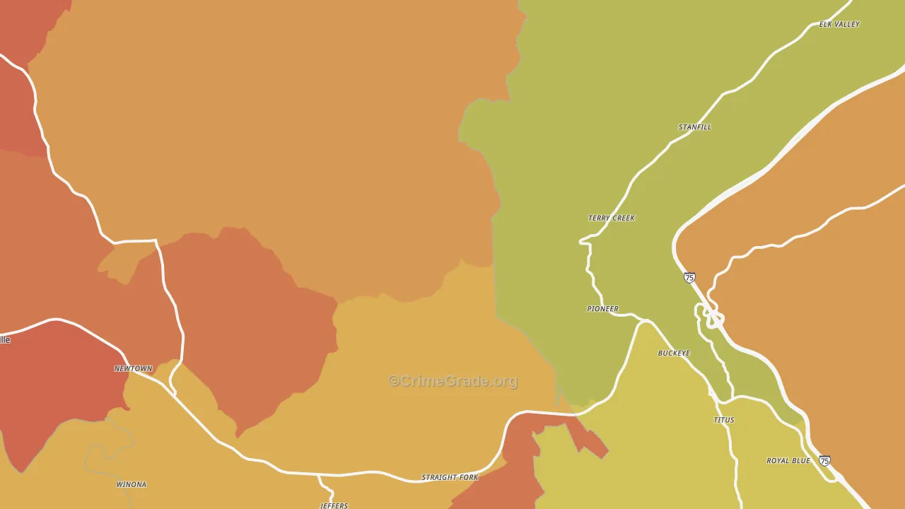 Pioneer, TN Map of Theft Rates