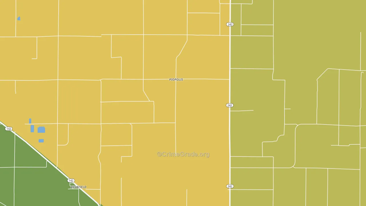 Piopolis, IL Map of Theft Rates