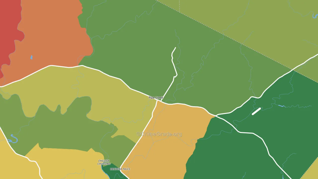 Pipe Creek, TX Map of Theft Rates