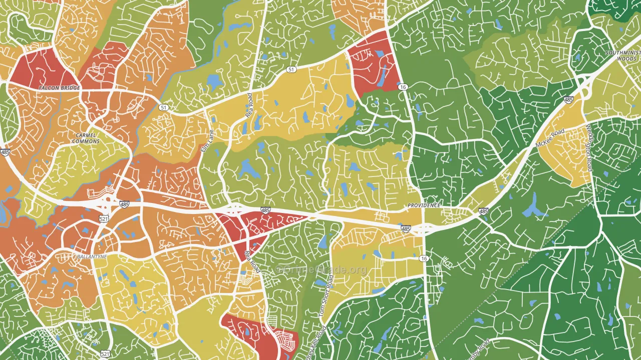Piper Glen Estates, Charlotte, NC Map of Theft Rates