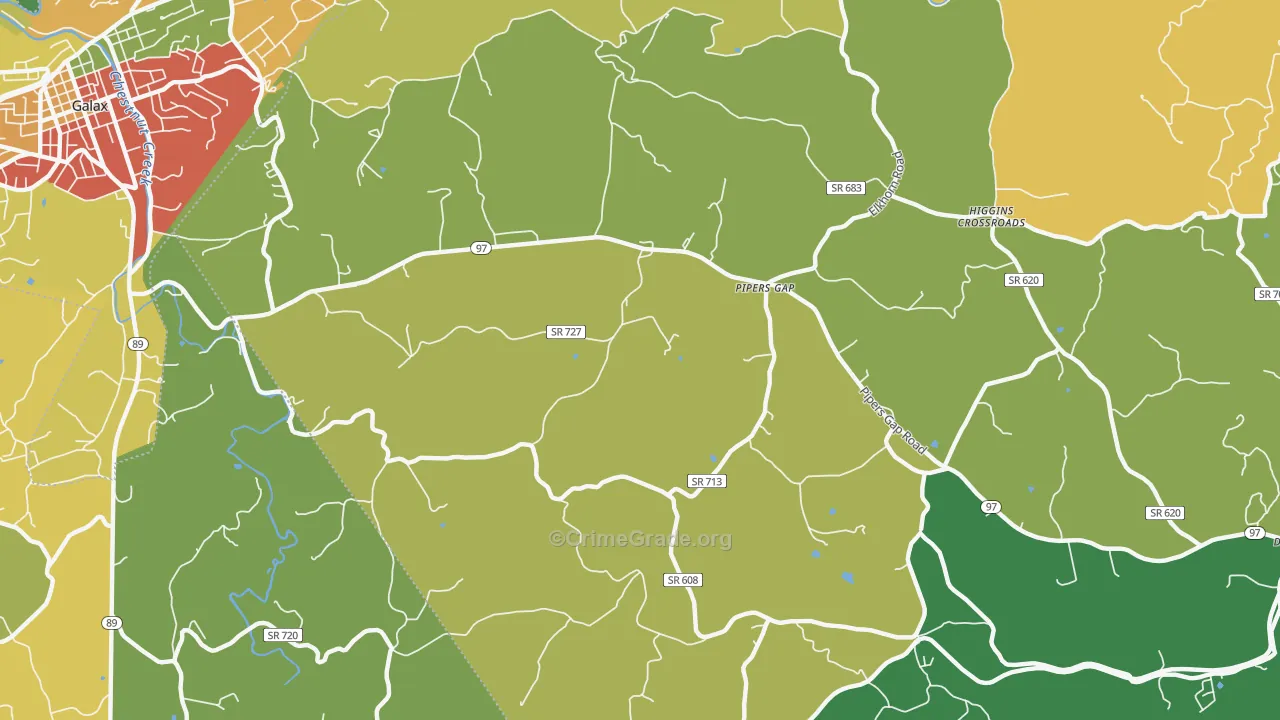 Pipers Gap, VA Map of Theft Rates