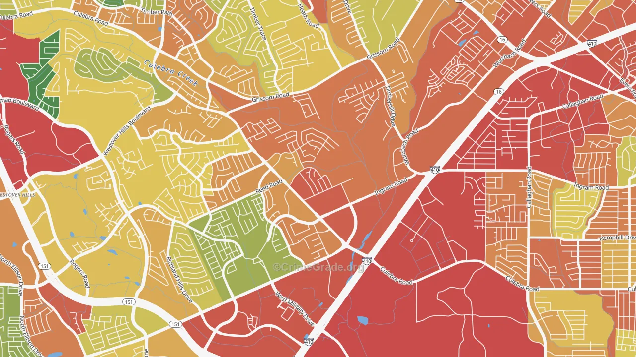 Pipers Meadow, San Antonio, TX Map of Theft Rates