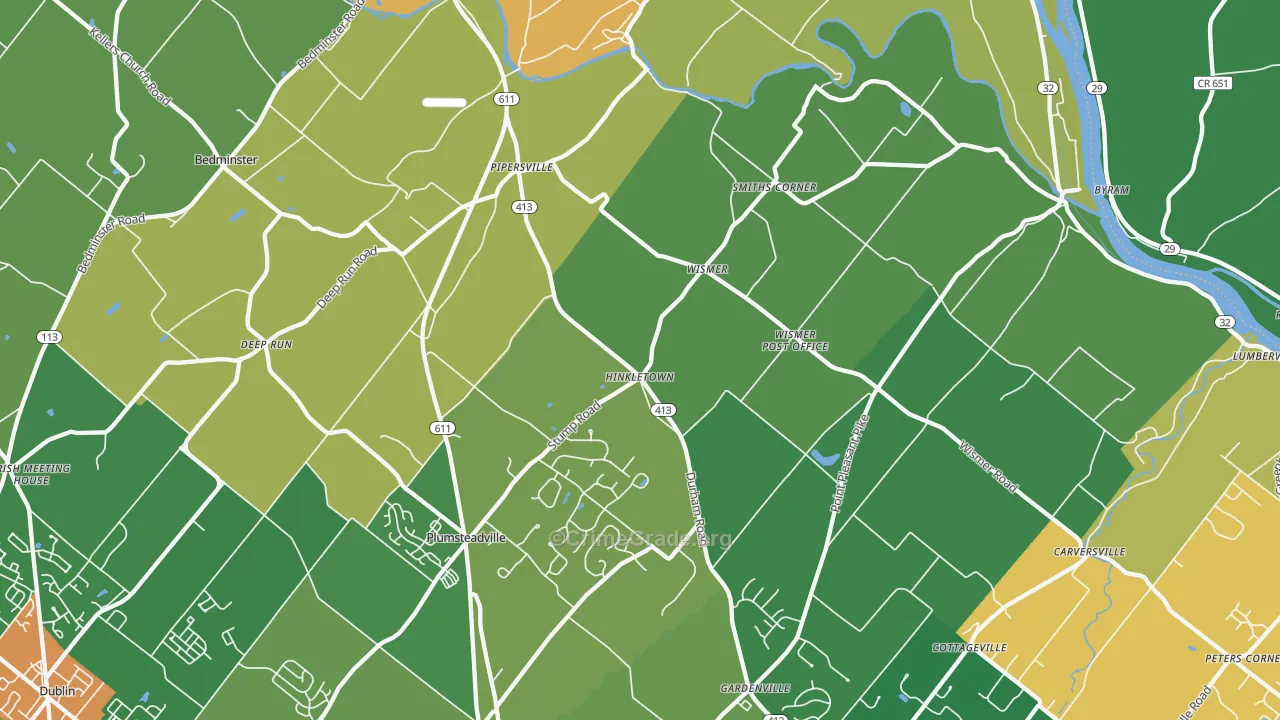 Pipersville, PA Map of Theft Rates