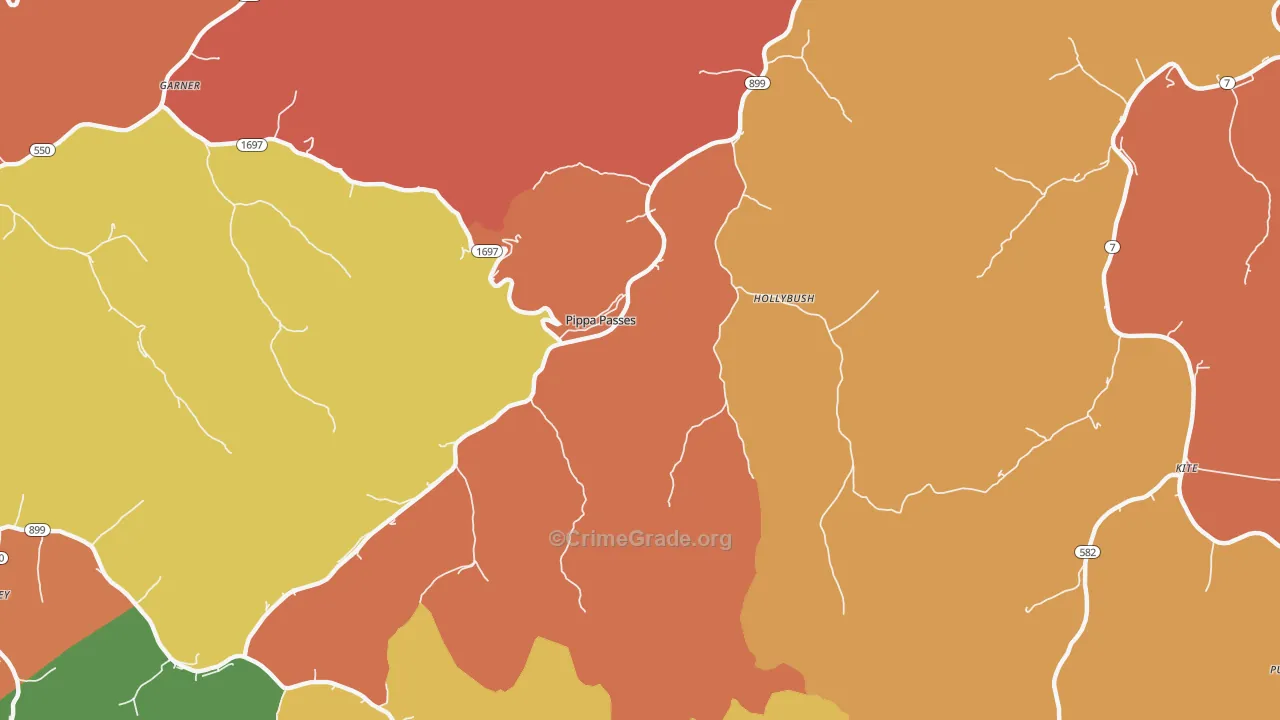 Pippa Passes, KY Map of Theft Rates