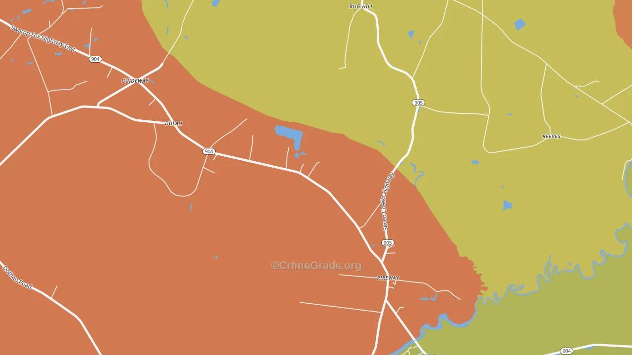 Pireway, NC Map of Theft Rates