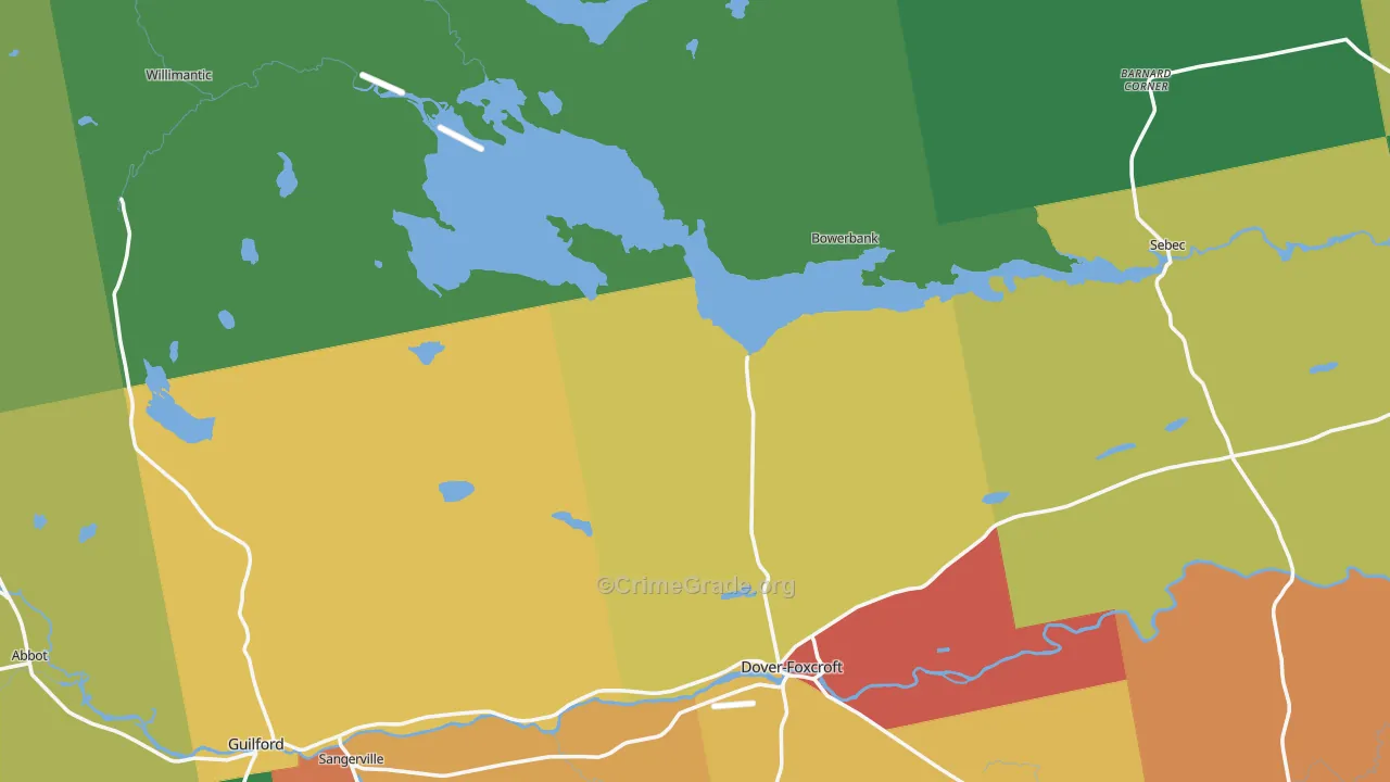 Piscataquis County, ME Map of Theft Rates