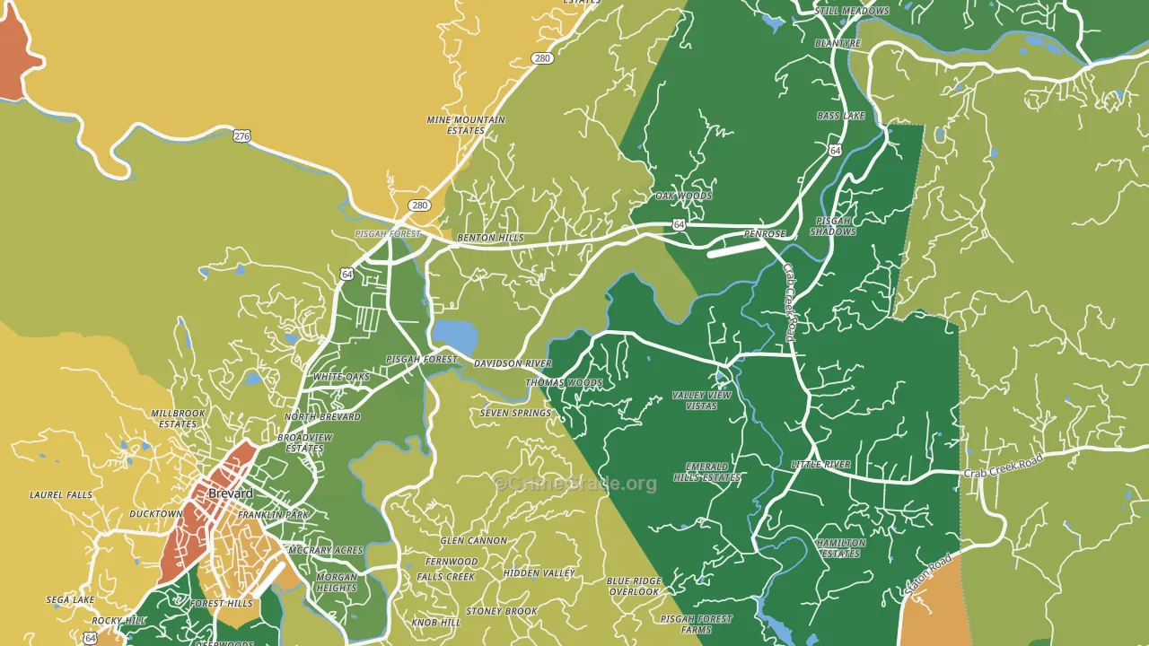 Pisgah Forest, NC Map of Theft Rates