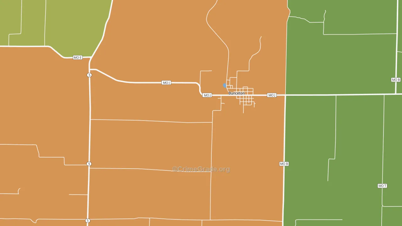 Pisgah, MO Map of Theft Rates