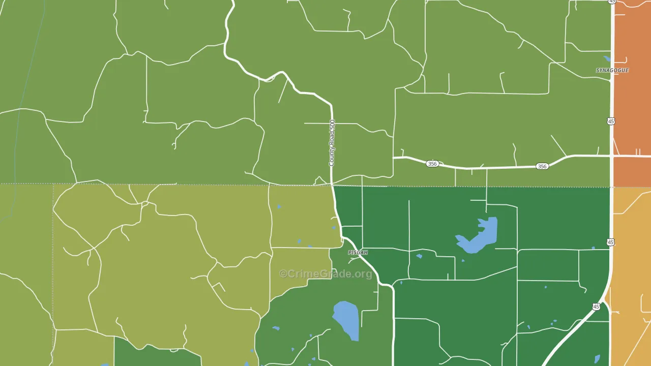 Pisgah, MS Map of Theft Rates