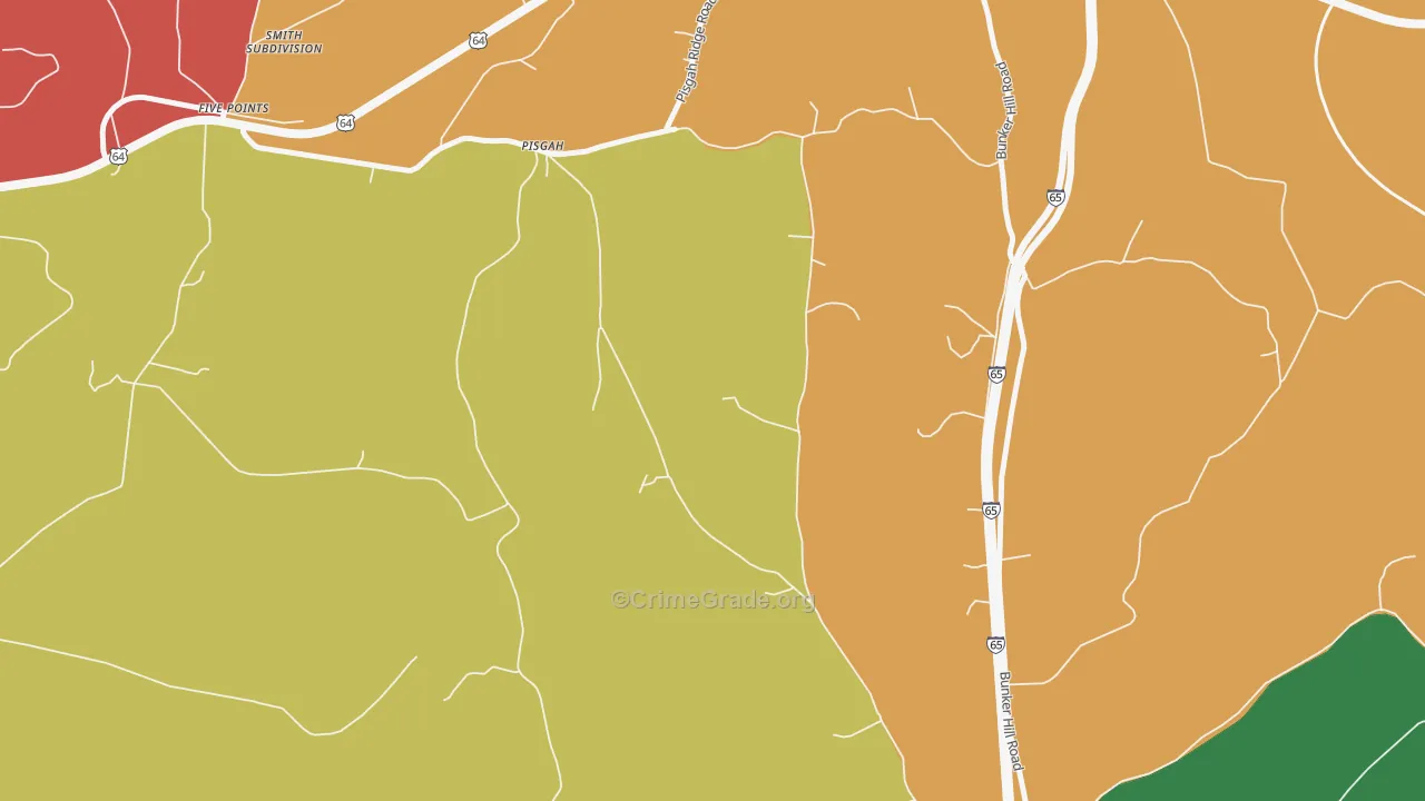 Pisgah, TN Map of Theft Rates