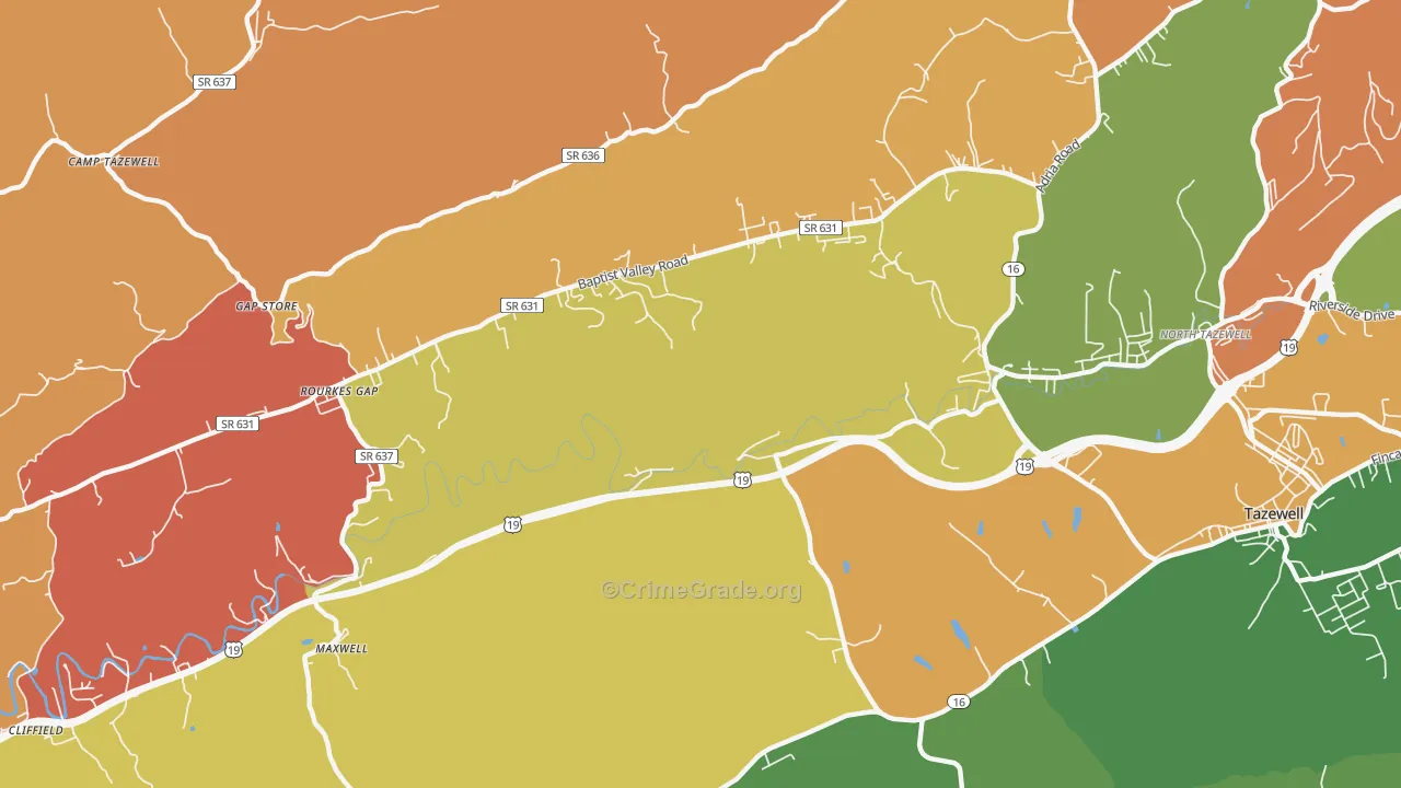 Pisgah, VA Map of Theft Rates