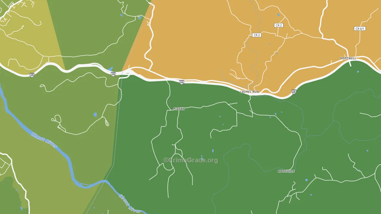 Pisgah, WV Map of Theft Rates