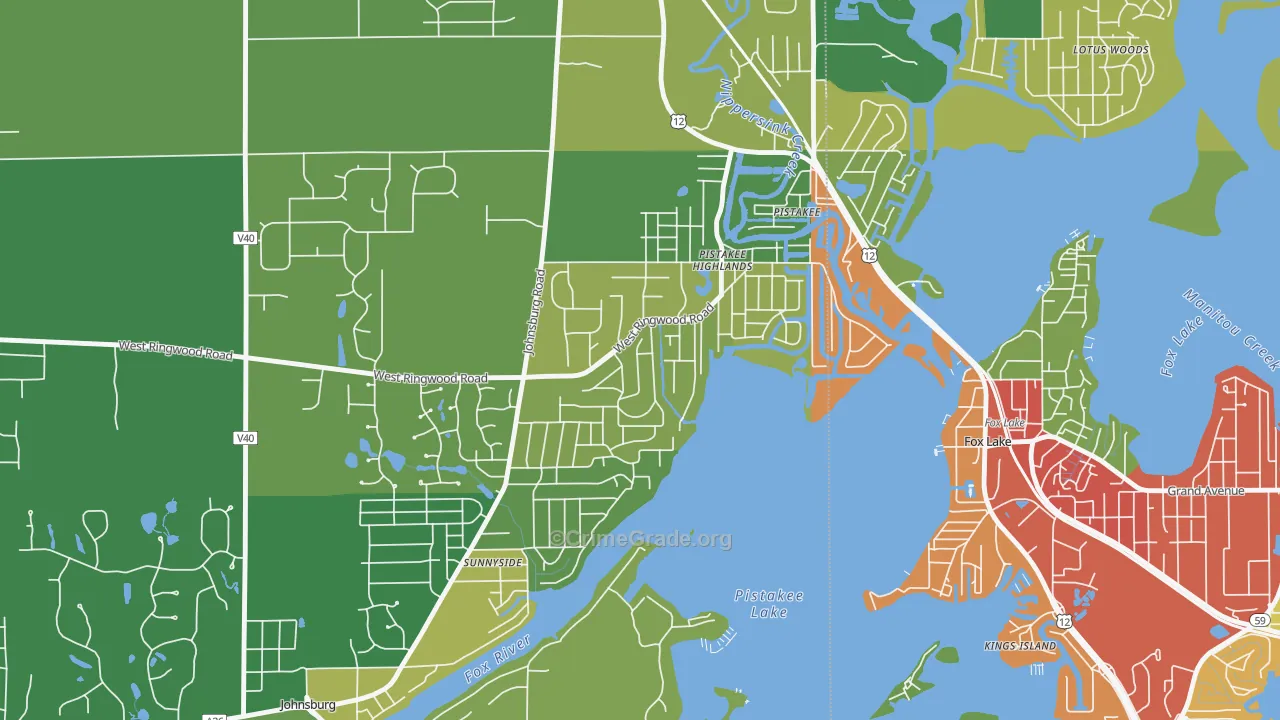 Pistakee Highlands, IL Map of Theft Rates