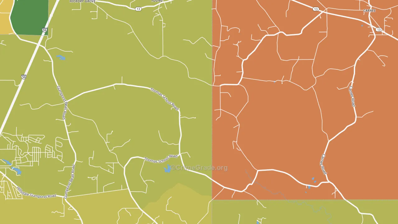 Pistol Ridge, MS Map of Theft Rates
