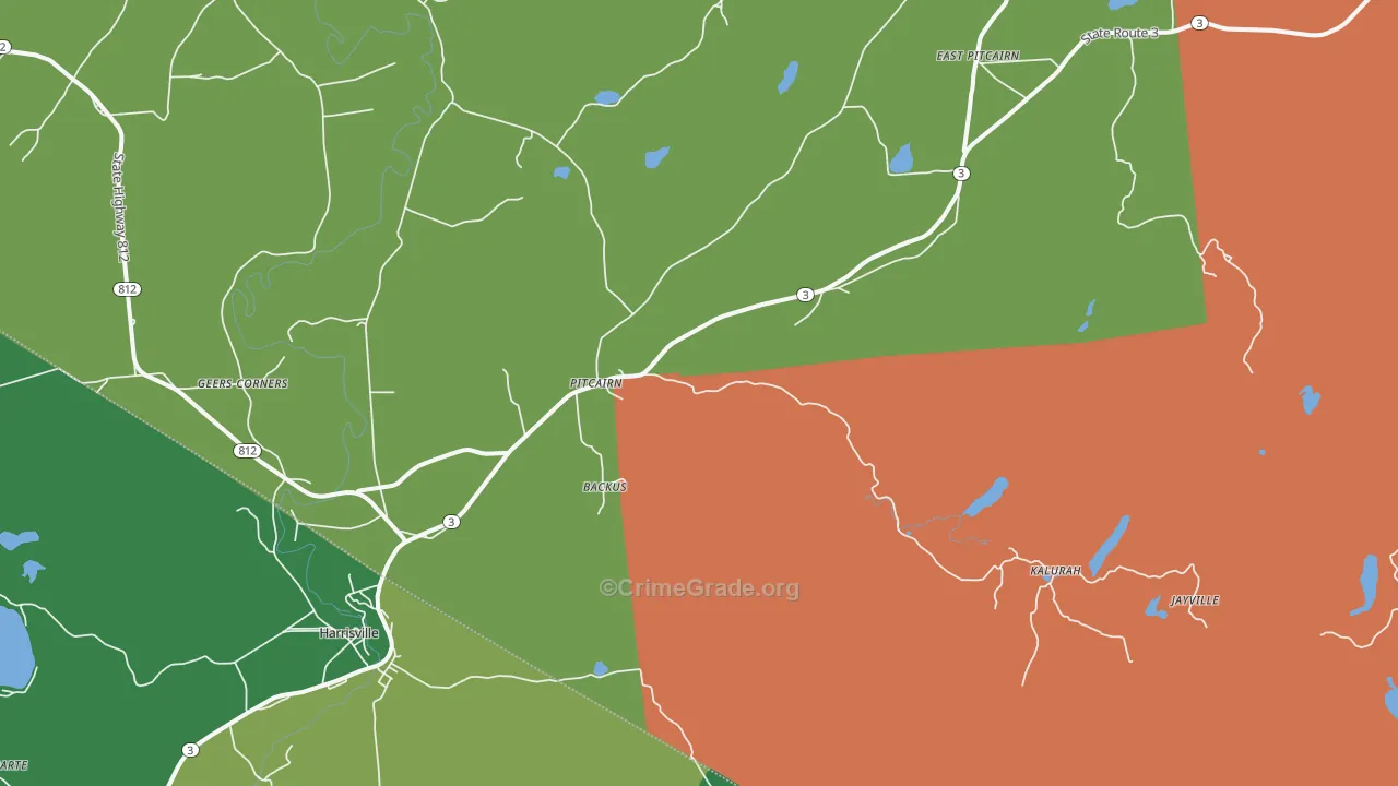 Pitcairn, NY Map of Theft Rates