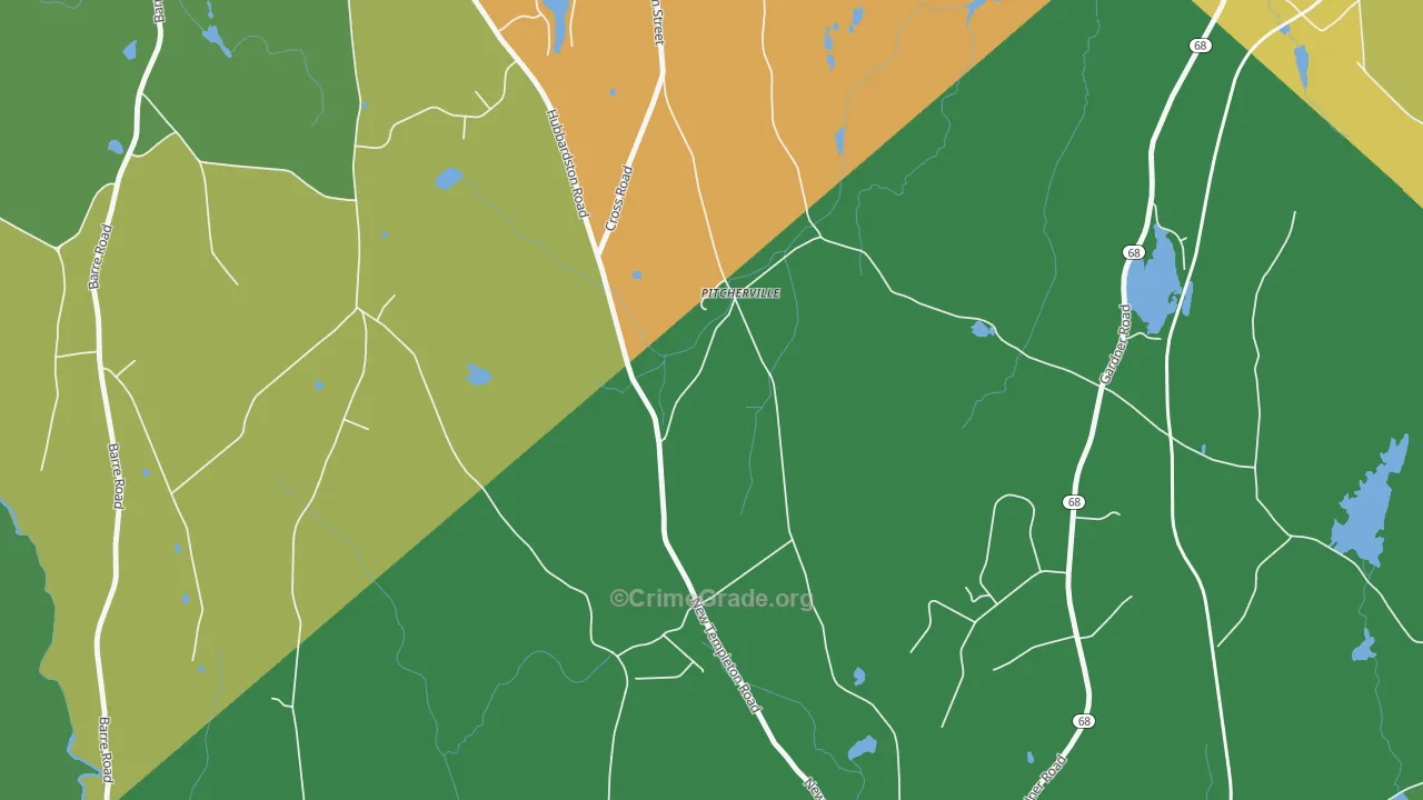 Pitcherville, MA Map of Theft Rates