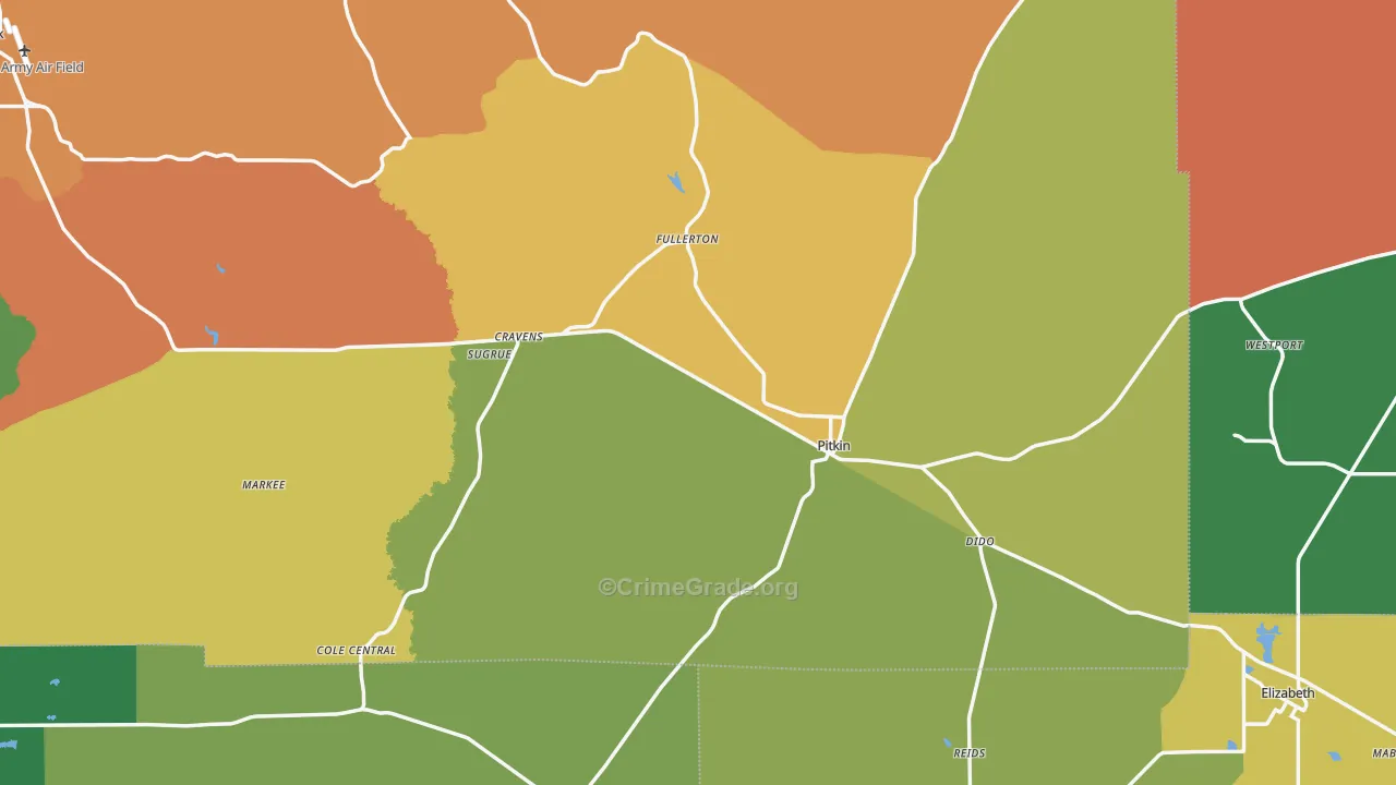 Pitkin, LA Map of Theft Rates