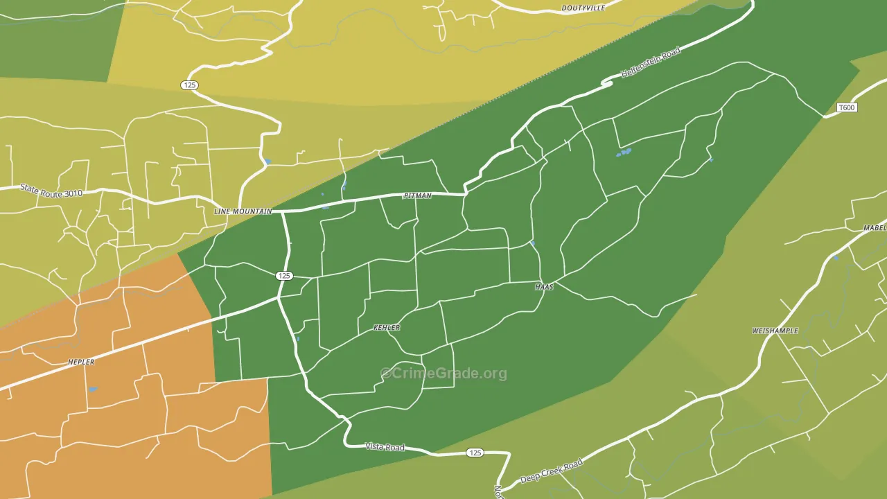 Pitman, PA Map of Theft Rates