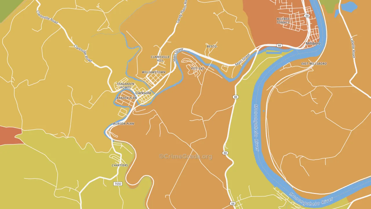 Pitt Gas, PA Map of Theft Rates
