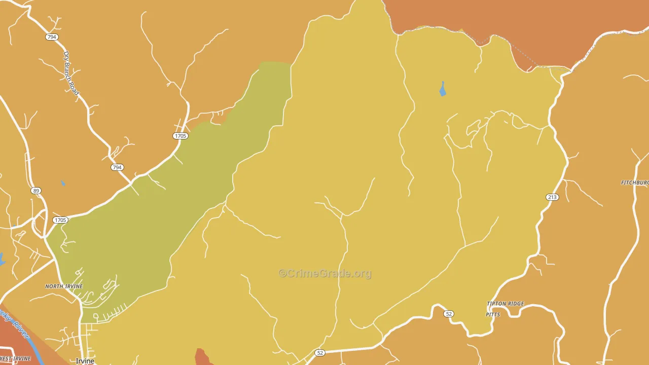 Pitts, KY Map of Theft Rates
