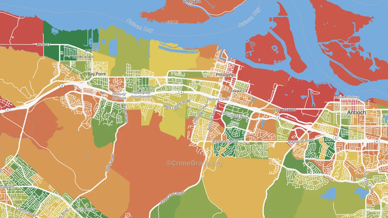 Pittsburg, CA Map of Theft Rates