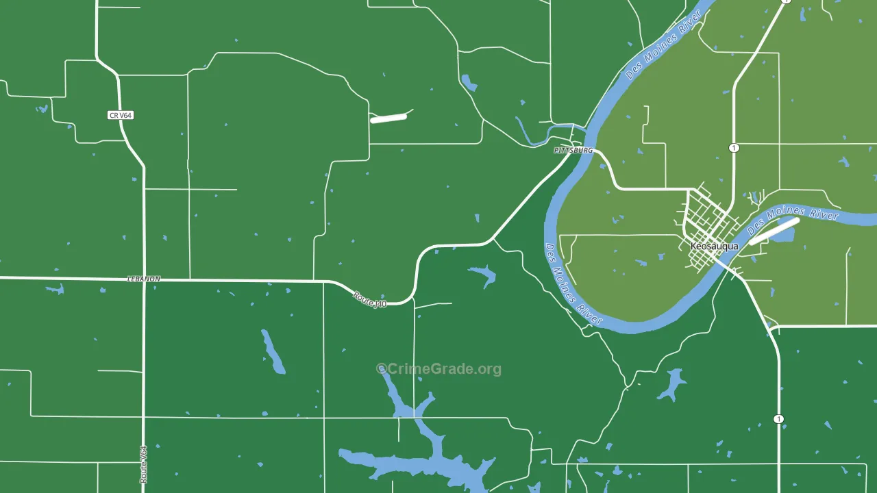 Pittsburg, IA Map of Theft Rates