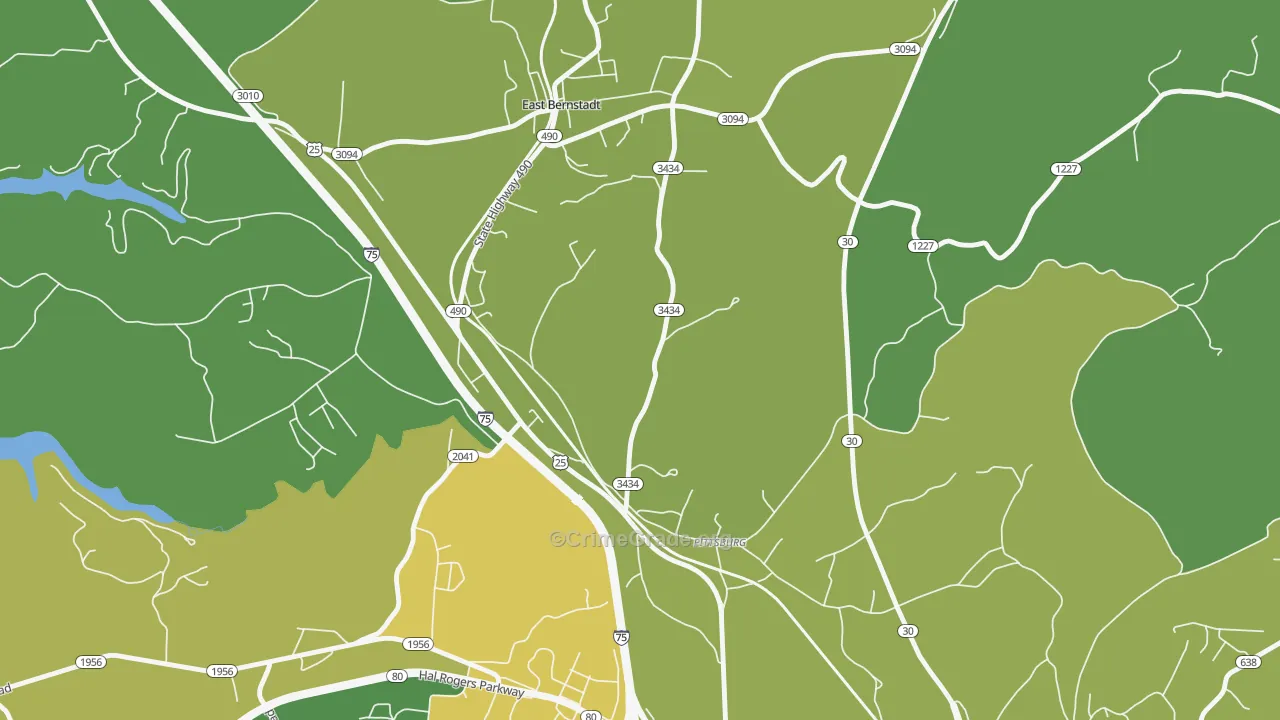 Pittsburg, KY Map of Theft Rates