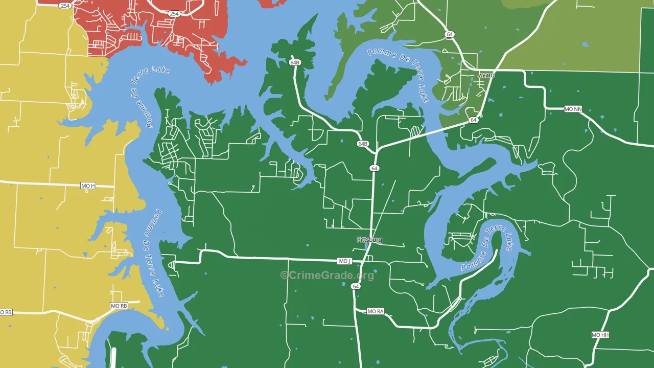 Pittsburg, MO Map of Theft Rates