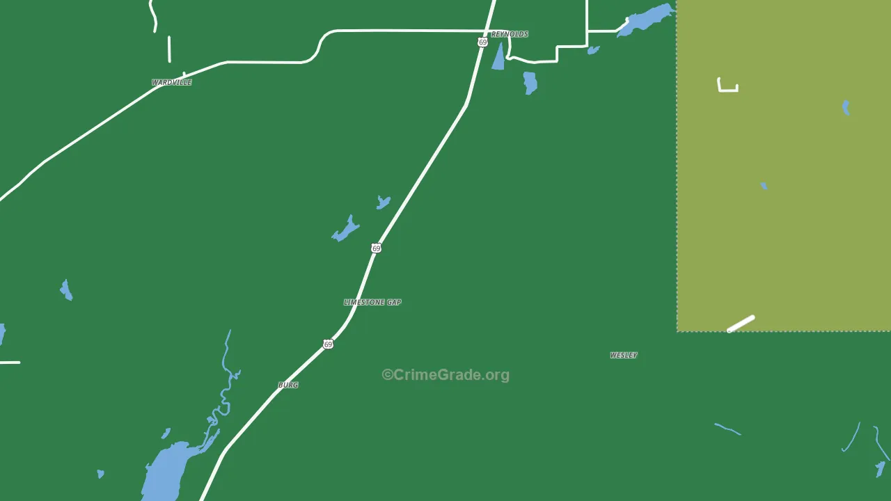 Pittsburg, OK Map of Theft Rates