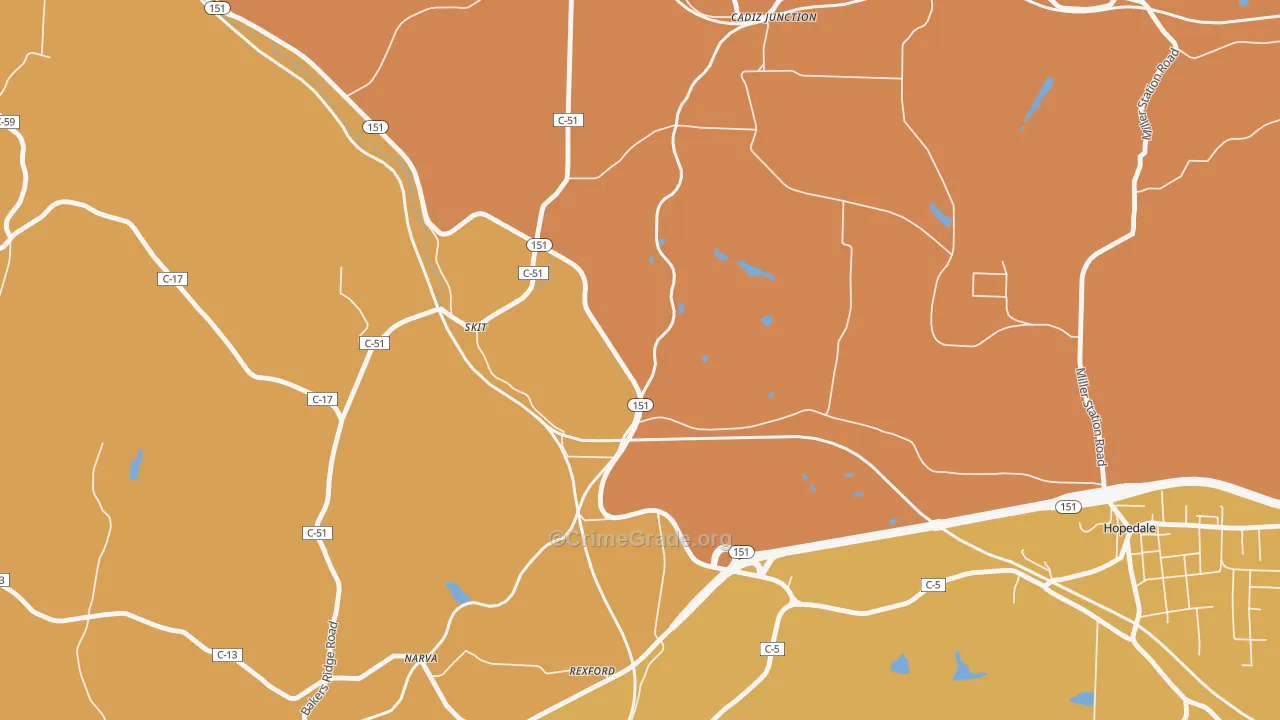 Pittsburgh Junction, OH Map of Theft Rates