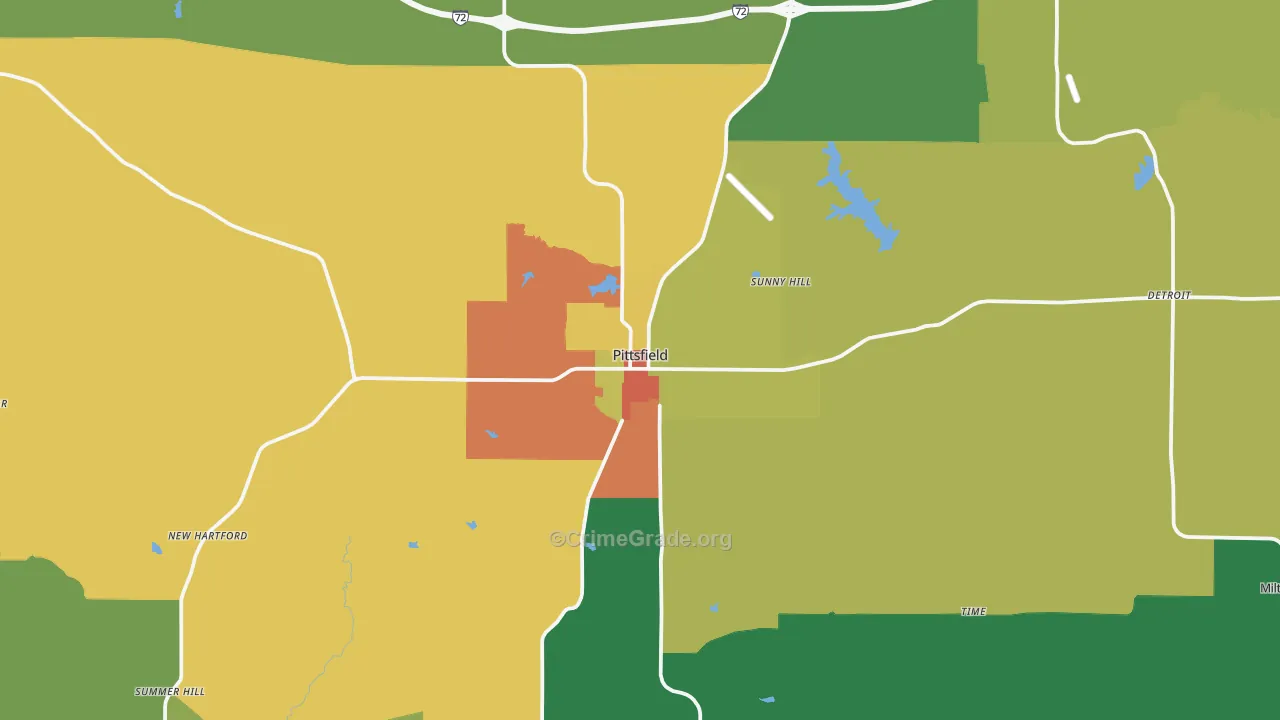 Pittsfield, IL Map of Theft Rates