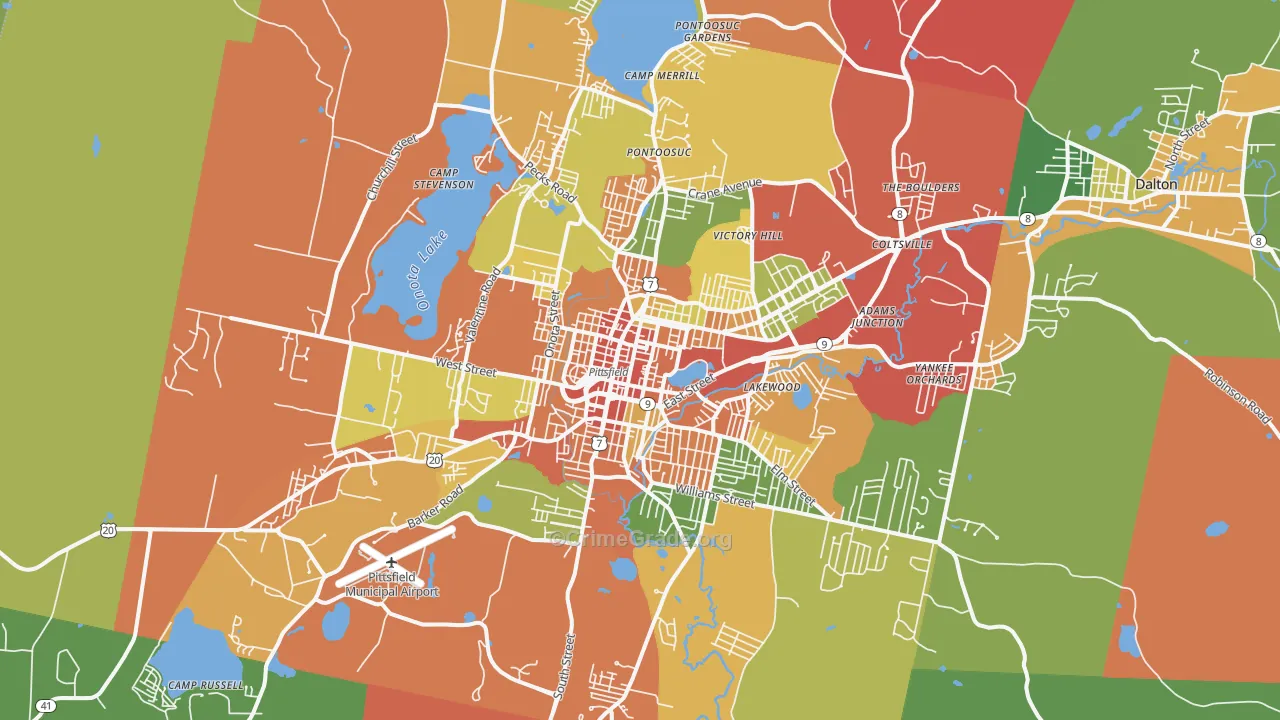Pittsfield, MA Map of Theft Rates