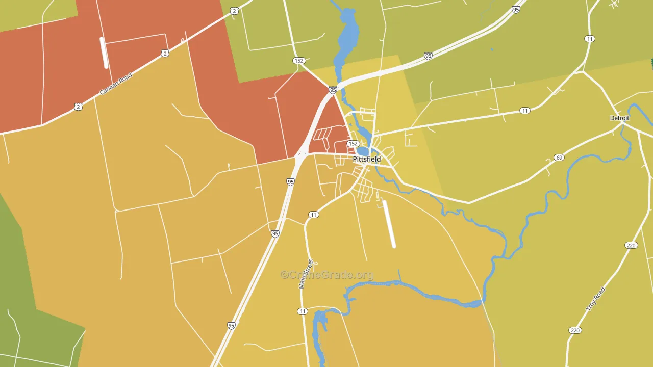 Pittsfield, ME Map of Theft Rates