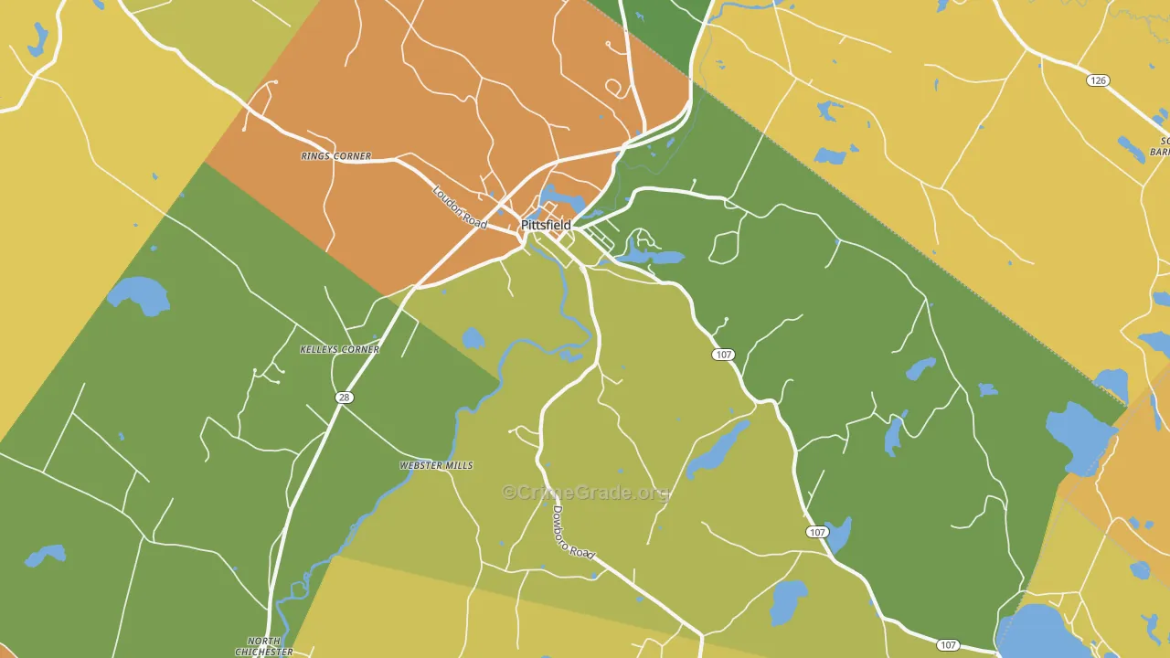Pittsfield, NH Map of Theft Rates