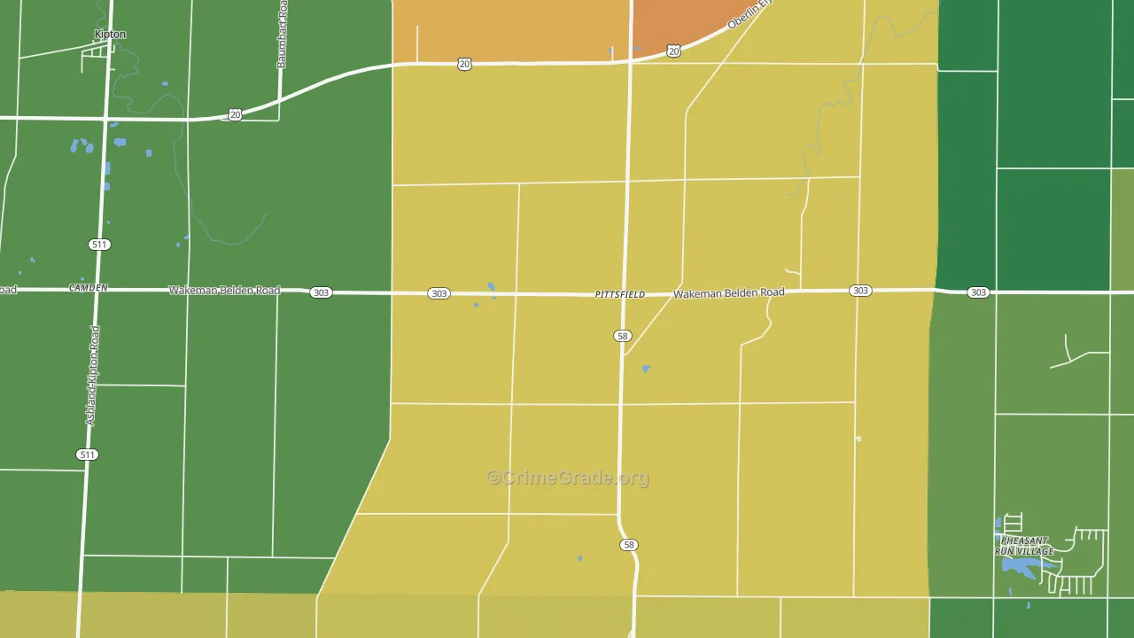 Pittsfield, OH Map of Theft Rates