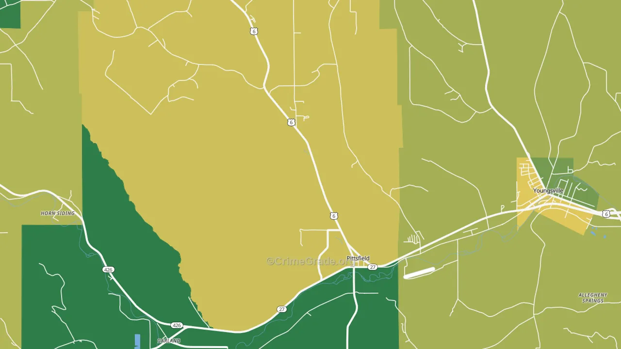 Pittsfield, PA Map of Theft Rates