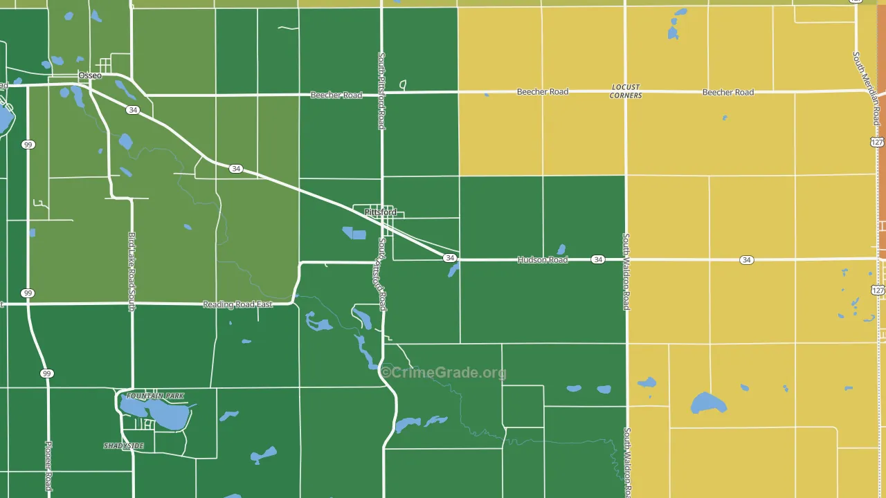 Pittsford, MI Map of Theft Rates